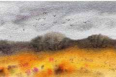 Птици над хълма, 2022г., акварел, 24/48 см