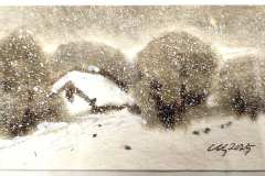 Снежна зима, 2025г., акварел, 12/21 см